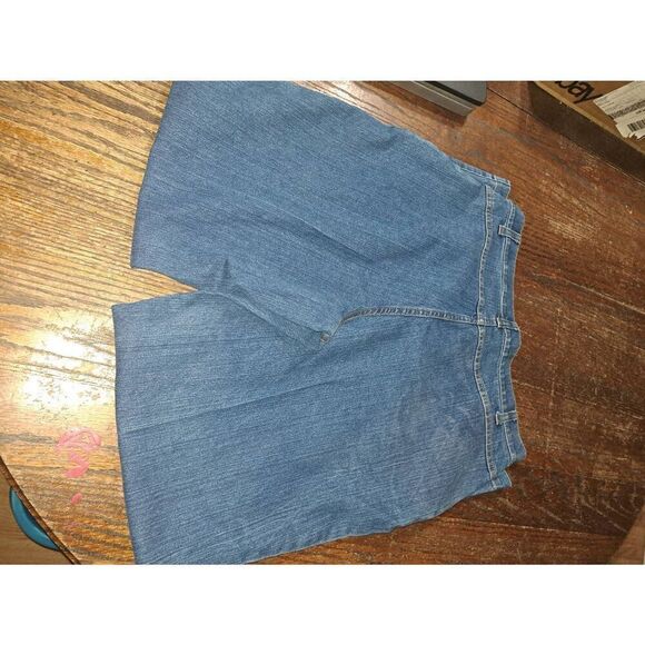 Size 8 Erika Embellished Floral Denim Blue Jeans Boot Cut Pleated Leg Pockets - Picture 6 of 6